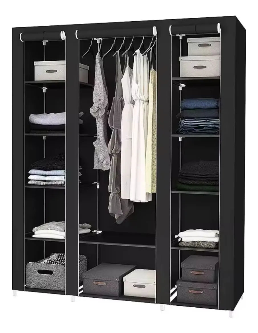 CLOSET ARMABLE DE TELA 3 COMPARTIMIENTO
